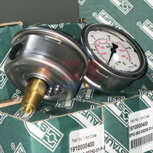 Đồng hồ đo áp suất có dầu thủy lực 250 Bar, mặt D63, chân lưng, SPG-063-00250-01-P-B04, 1910000400-3