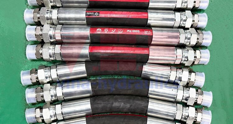 Everest hydraulic hose crimped with BSP ends and BSP-BSPT straight connector