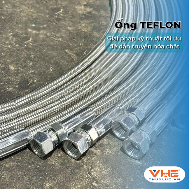 Ống Teflon PTFE bọc lưới inox bấm đầu Mỹ JIC