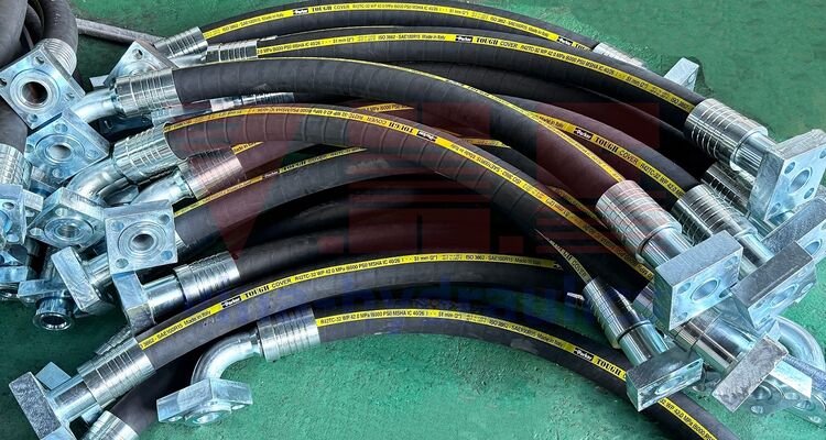 Ống mềm cao su thủy lực 2'' R42TC Parker bấm đầu cốt bích móng ngựa thẳng và vuông