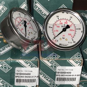 Đồng hồ đo áp suất có dầu thủy lực 250 Bar, mặt D63, chân lưng, SPG-063-00250-01-P-B04, 1910000400-1