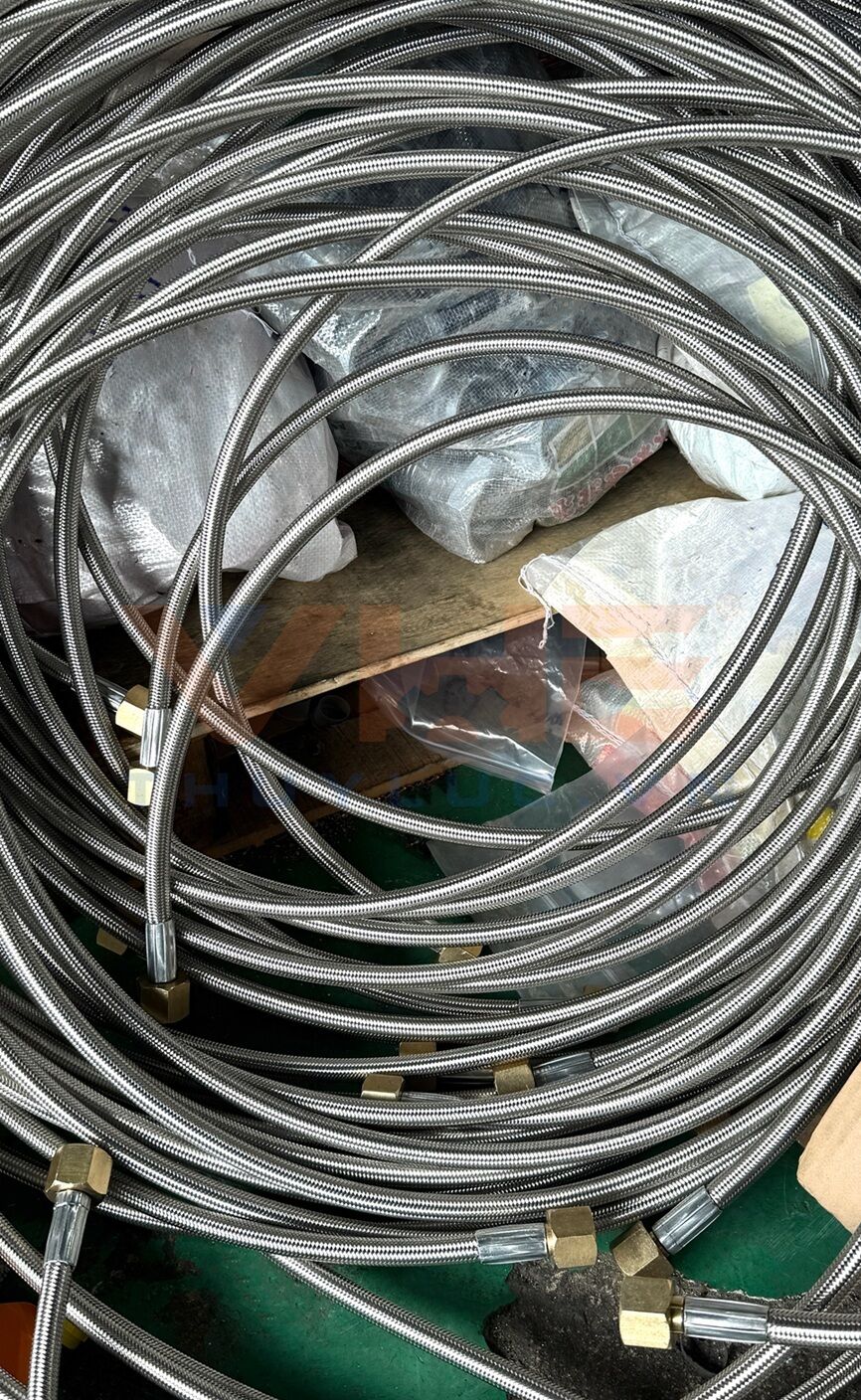 Ống Teflon bọc lưới bấm đầu thẳng ren trái, ren phải BSP