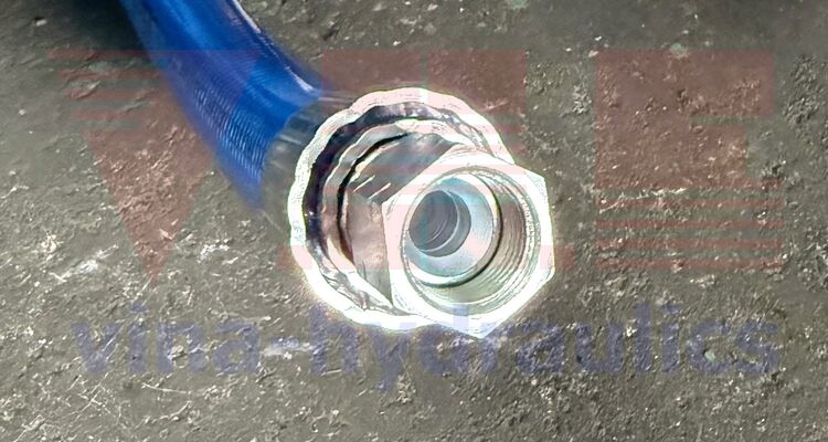 Alfagomma hydraulic hose, crimped with JIC fittings, stainless steel braided, and covered with water hose