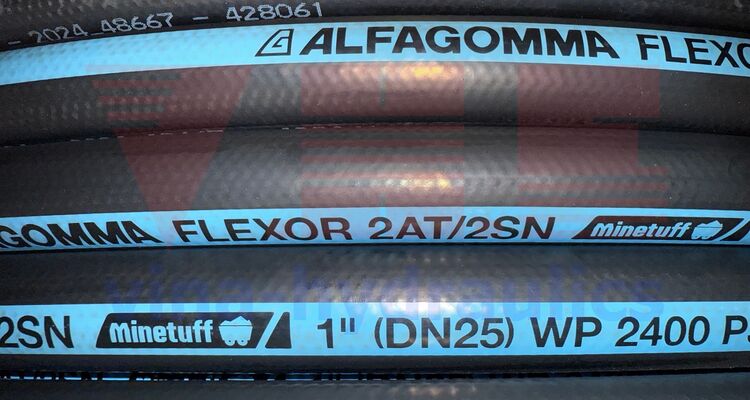 Ống cao su thủy lực 2 lớp Flexor Minetuff Alfagomma bấm đầu inox BSP