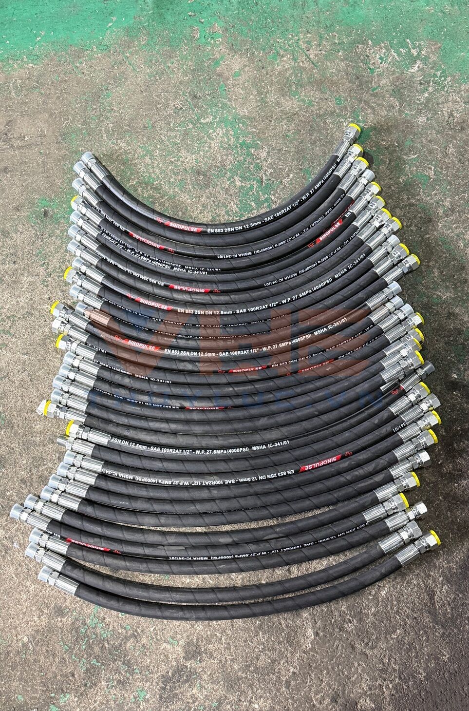 1/2" double wire braided hydraulic hose crimped with a male BSP and a JIC fitting